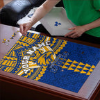 Personalized West Coast Eagles Puzzle Polynesian Tribal Pattern Heritage Football
