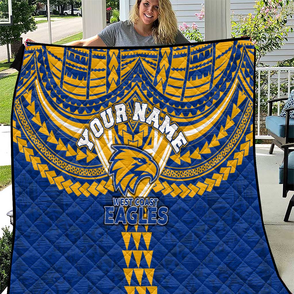Personalized West Coast Eagles Quilt Polynesian Tribal Pattern Heritage Football