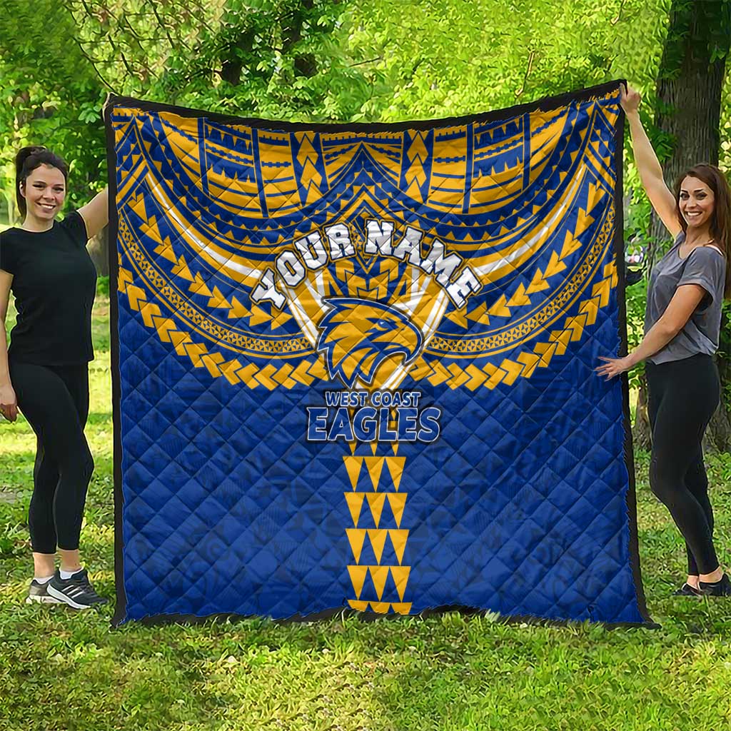 Personalized West Coast Eagles Quilt Polynesian Tribal Pattern Heritage Football