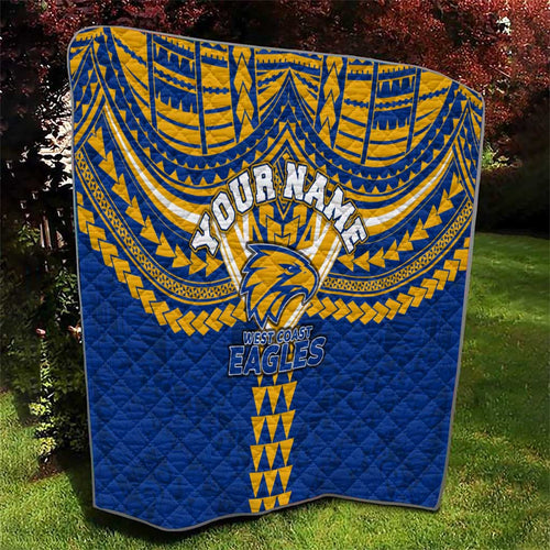 Personalized West Coast Eagles Quilt Polynesian Tribal Pattern Heritage Football