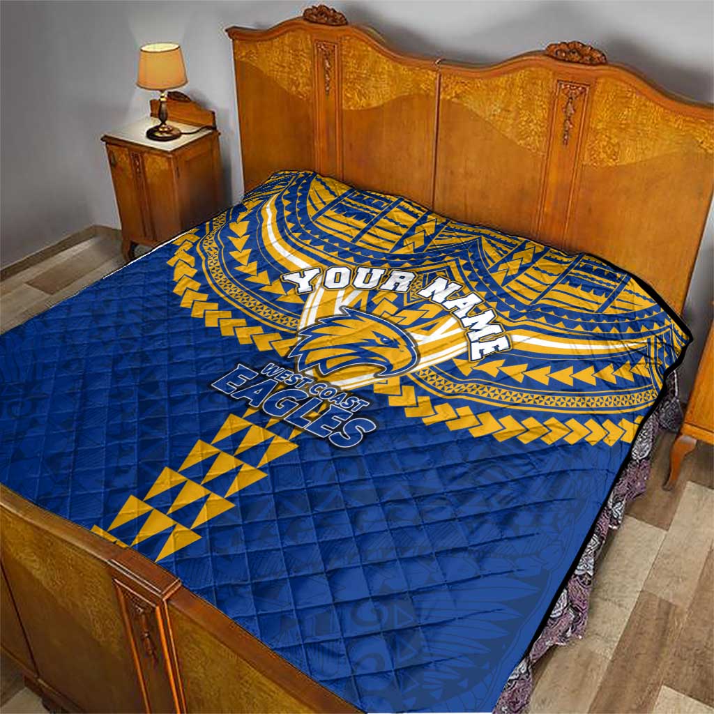 Personalized West Coast Eagles Quilt Polynesian Tribal Pattern Heritage Football