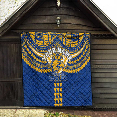 Personalized West Coast Eagles Quilt Polynesian Tribal Pattern Heritage Football