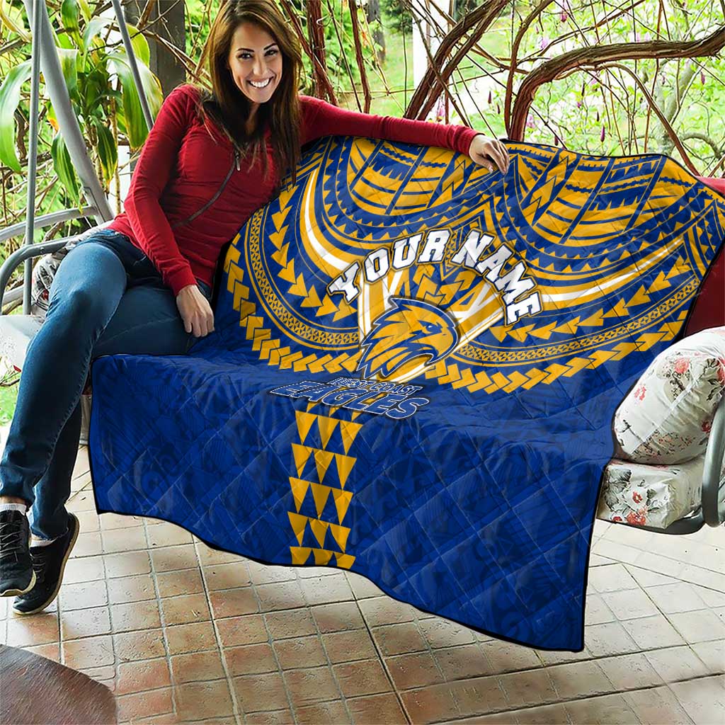 Personalized West Coast Eagles Quilt Polynesian Tribal Pattern Heritage Football