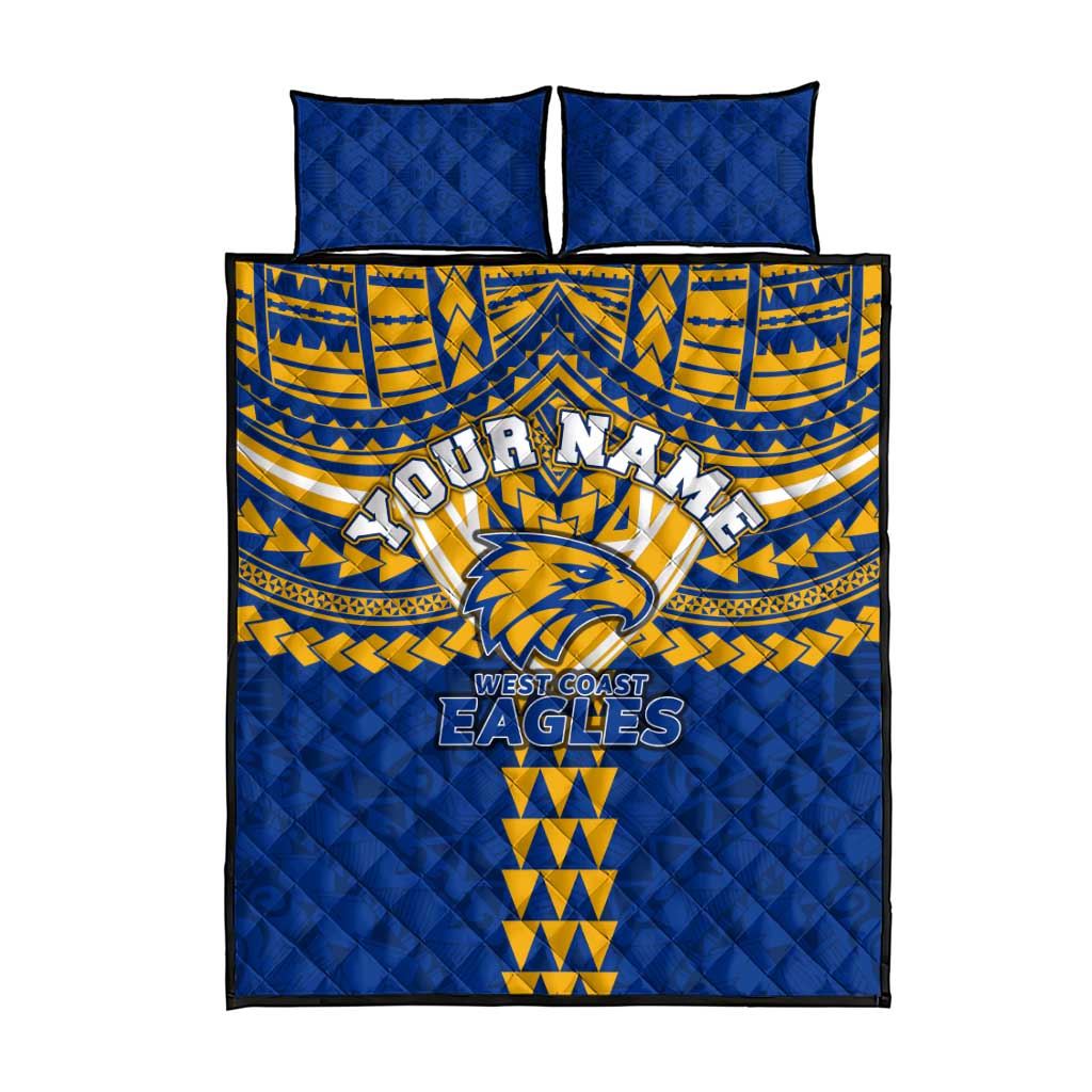 Personalized West Coast Eagles Quilt Bed Set Polynesian Tribal Pattern Heritage Football