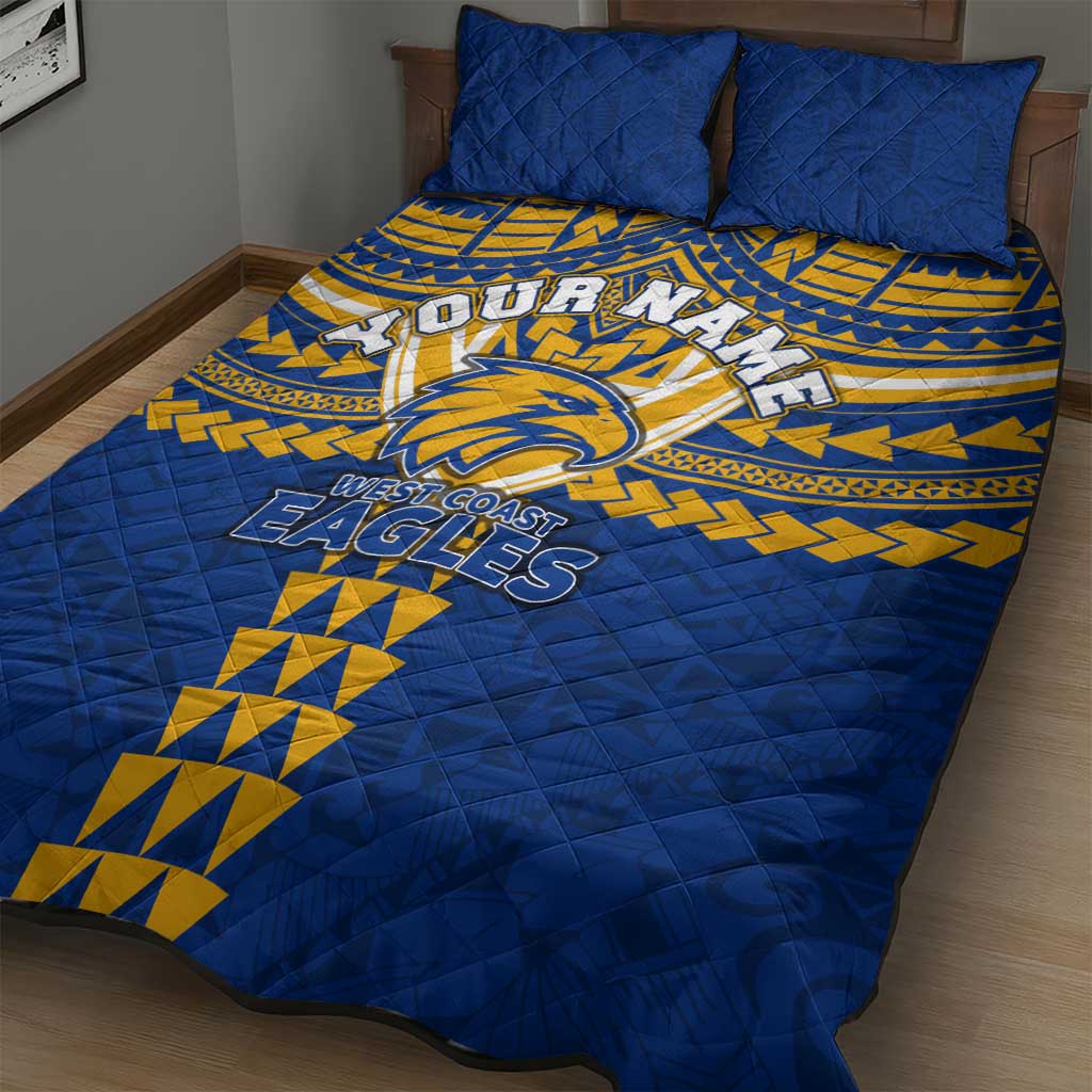 Personalized West Coast Eagles Quilt Bed Set Polynesian Tribal Pattern Heritage Football