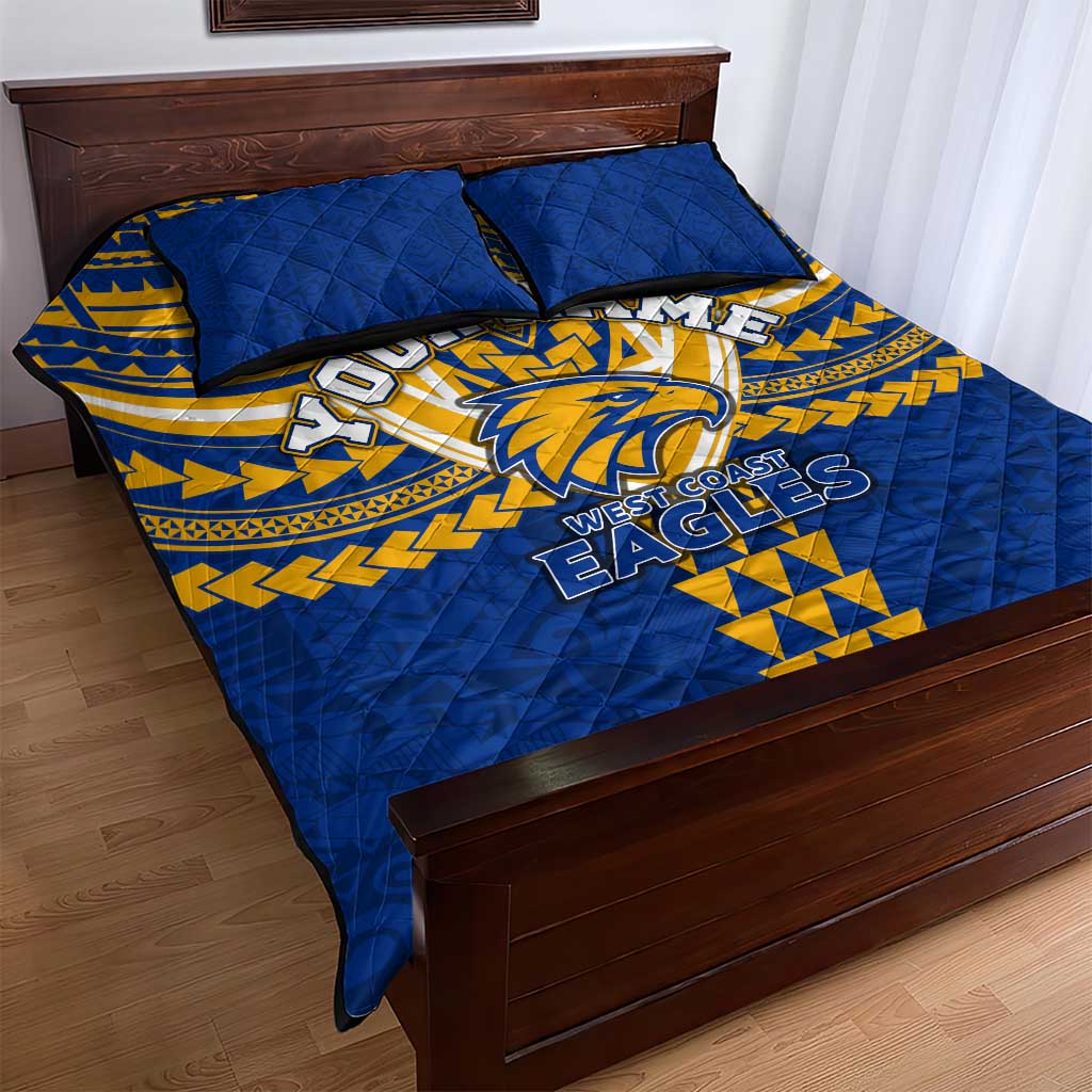 Personalized West Coast Eagles Quilt Bed Set Polynesian Tribal Pattern Heritage Football