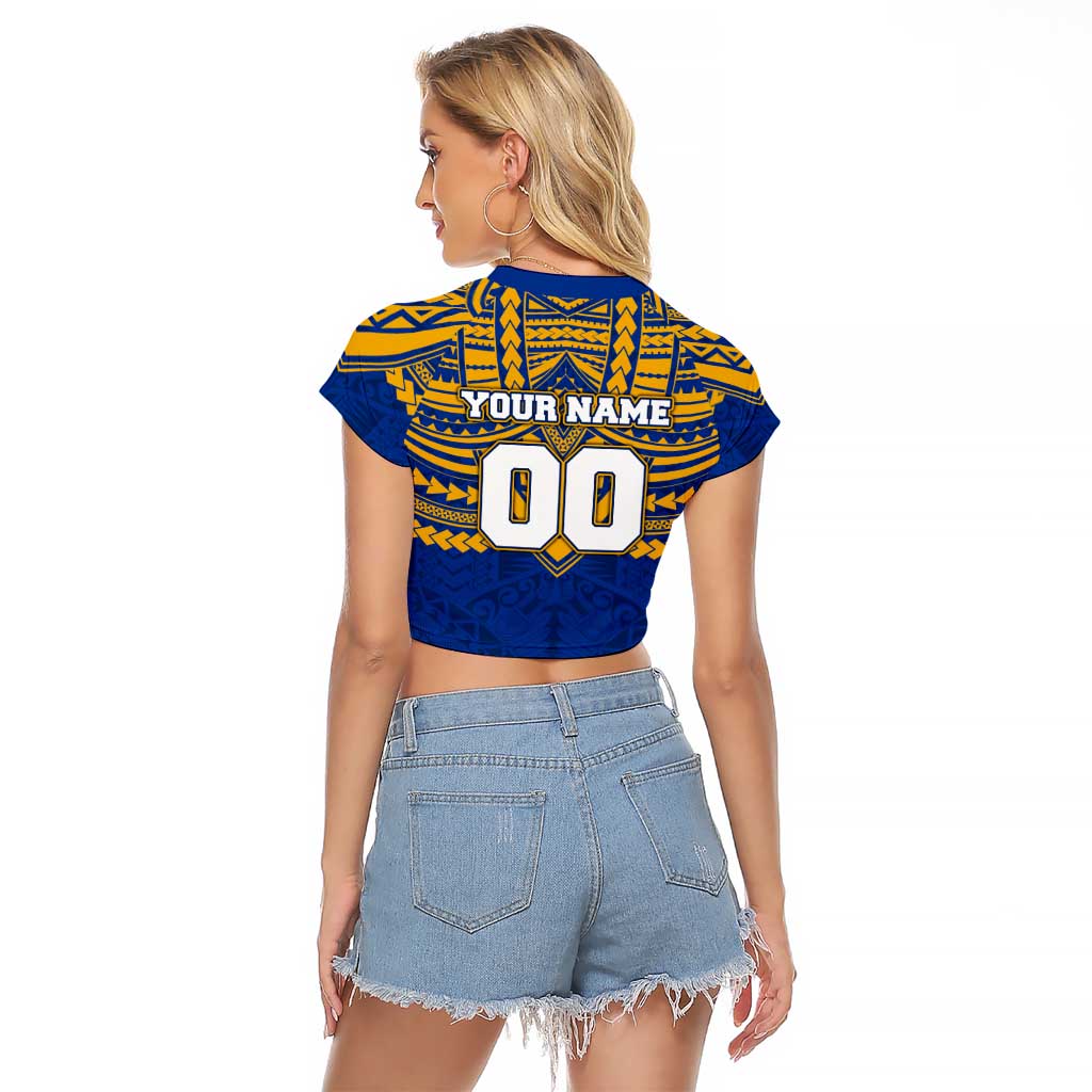 Personalized West Coast Eagles Raglan Cropped T Shirt Polynesian Tribal Pattern Heritage Football