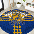 Personalized West Coast Eagles Round Carpet Polynesian Tribal Pattern Heritage Football
