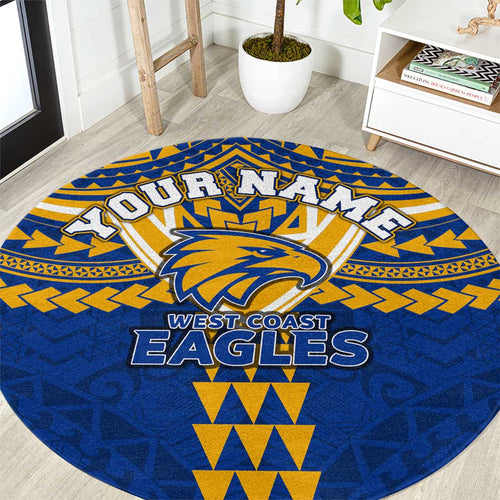 Personalized West Coast Eagles Round Carpet Polynesian Tribal Pattern Heritage Football