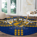 Personalized West Coast Eagles Round Carpet Polynesian Tribal Pattern Heritage Football