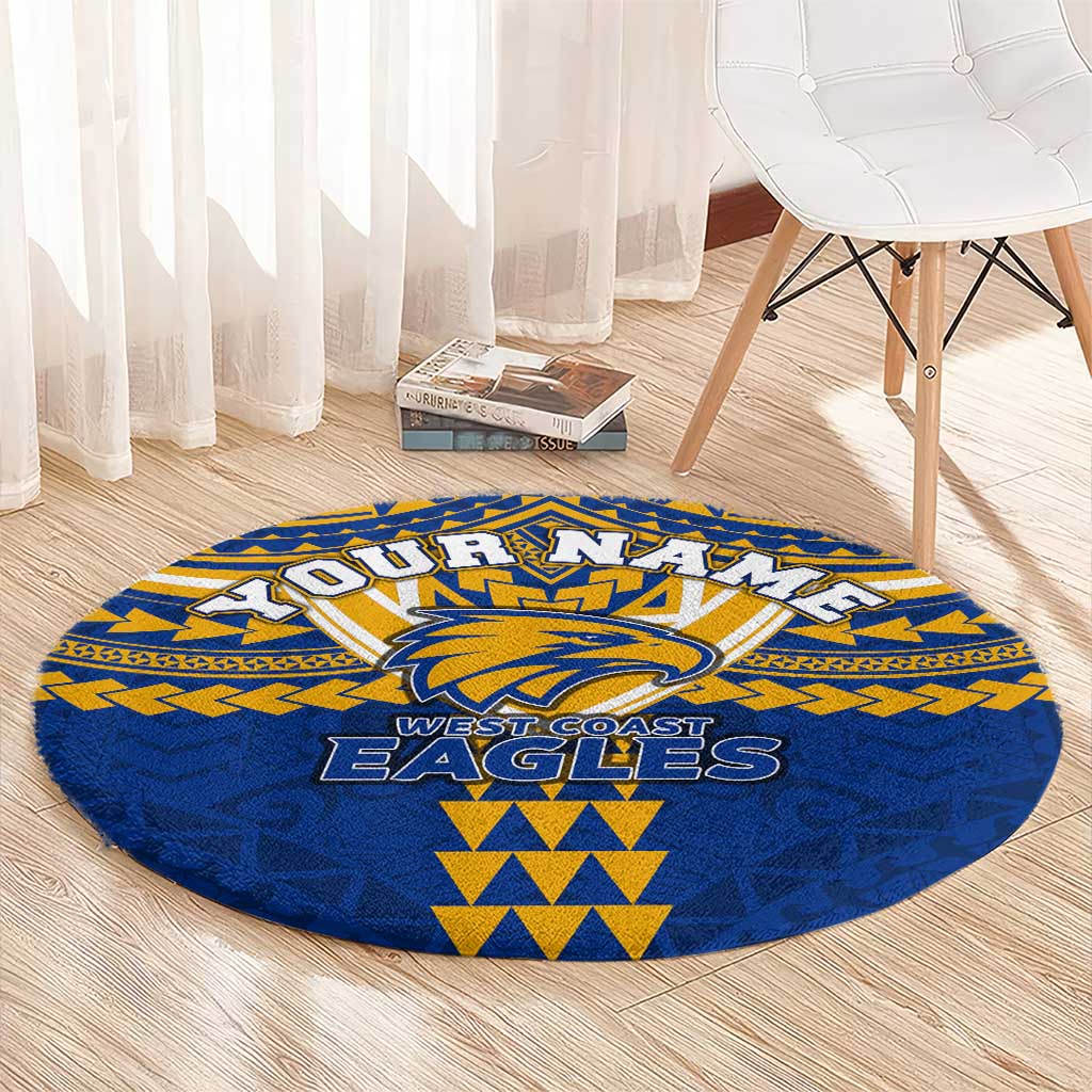 Personalized West Coast Eagles Round Carpet Polynesian Tribal Pattern Heritage Football