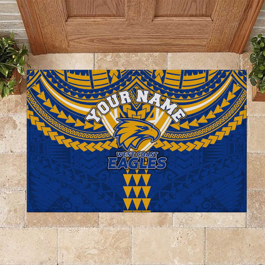 Personalized West Coast Eagles Rubber Doormat Polynesian Tribal Pattern Heritage Football