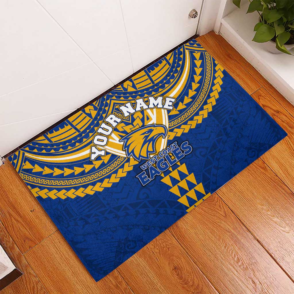 Personalized West Coast Eagles Rubber Doormat Polynesian Tribal Pattern Heritage Football