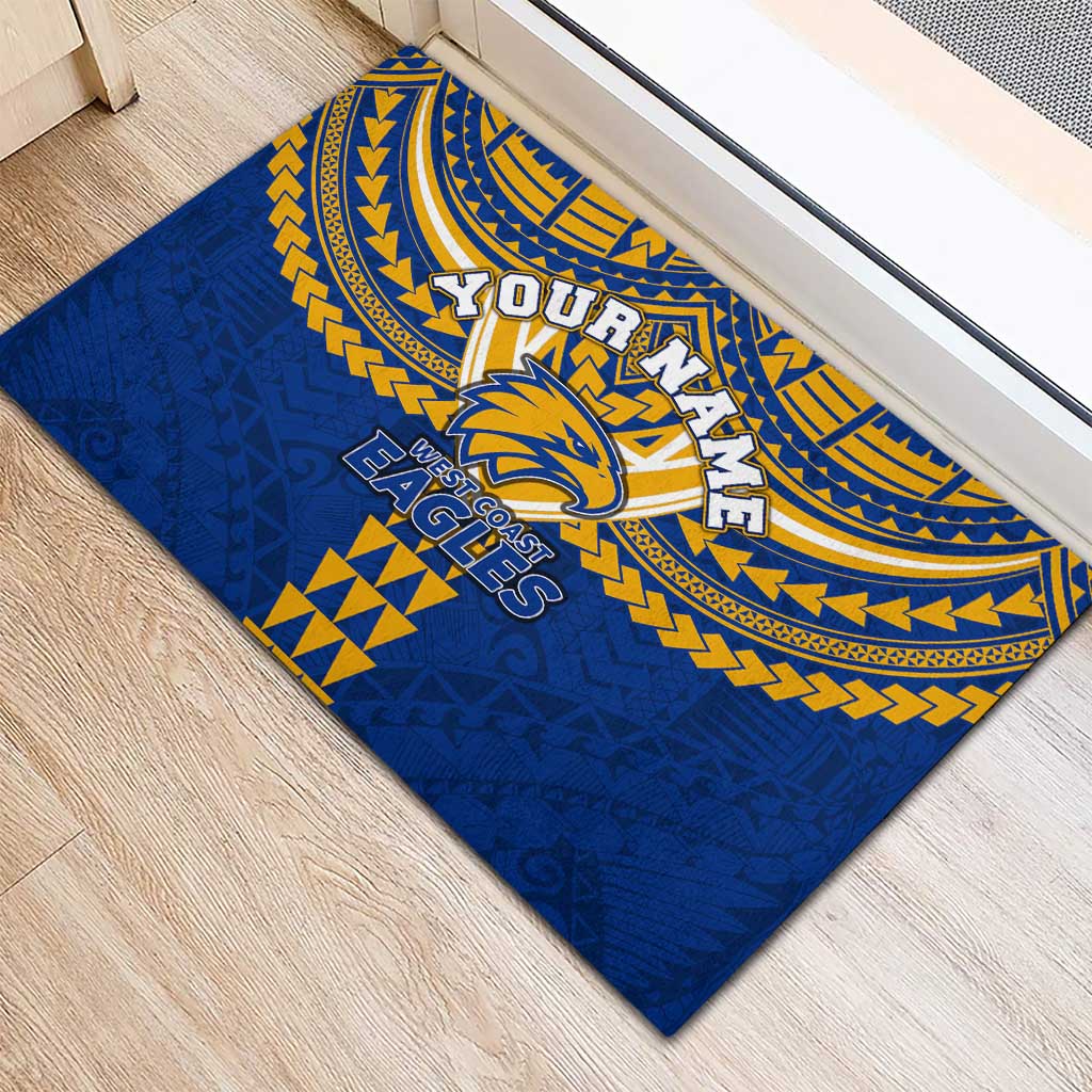Personalized West Coast Eagles Rubber Doormat Polynesian Tribal Pattern Heritage Football
