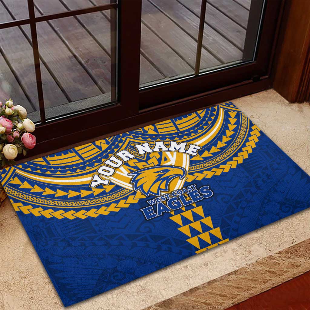 Personalized West Coast Eagles Rubber Doormat Polynesian Tribal Pattern Heritage Football