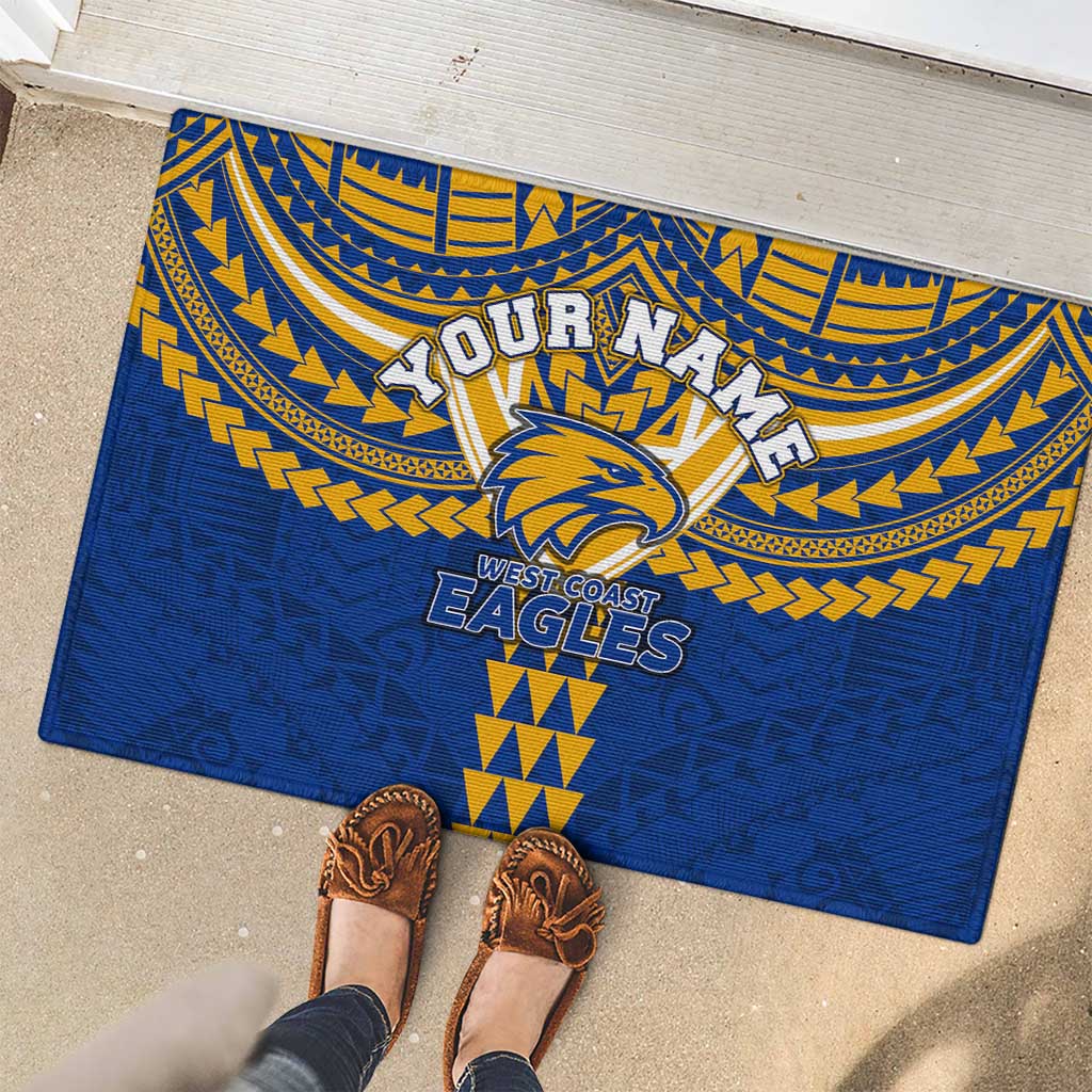 Personalized West Coast Eagles Rubber Doormat Polynesian Tribal Pattern Heritage Football