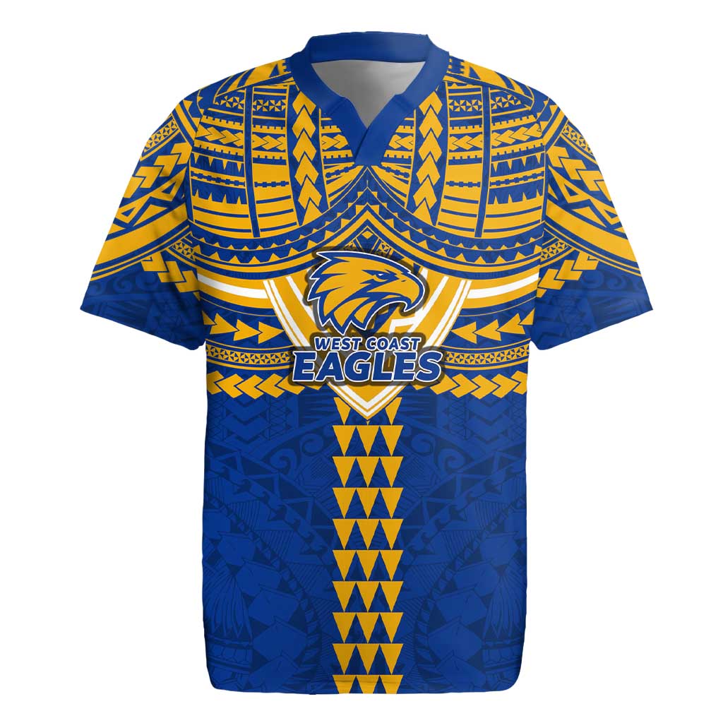 Personalized West Coast Eagles Rugby Jersey Polynesian Tribal Pattern Heritage Football