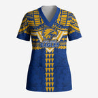 Personalized West Coast Eagles Scrub Top Polynesian Tribal Pattern Heritage Football