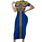 Personalized West Coast Eagles Short Sleeve Bodycon Dress Polynesian Tribal Pattern Heritage Football