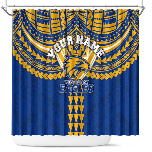 Personalized West Coast Eagles Shower Curtain Polynesian Tribal Pattern Heritage Football