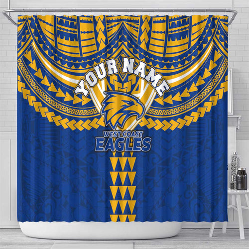 Personalized West Coast Eagles Shower Curtain Polynesian Tribal Pattern Heritage Football