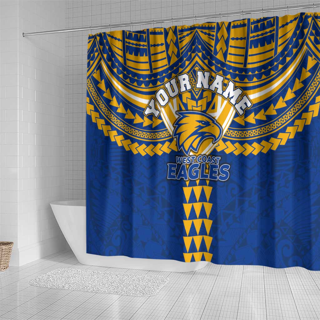 Personalized West Coast Eagles Shower Curtain Polynesian Tribal Pattern Heritage Football