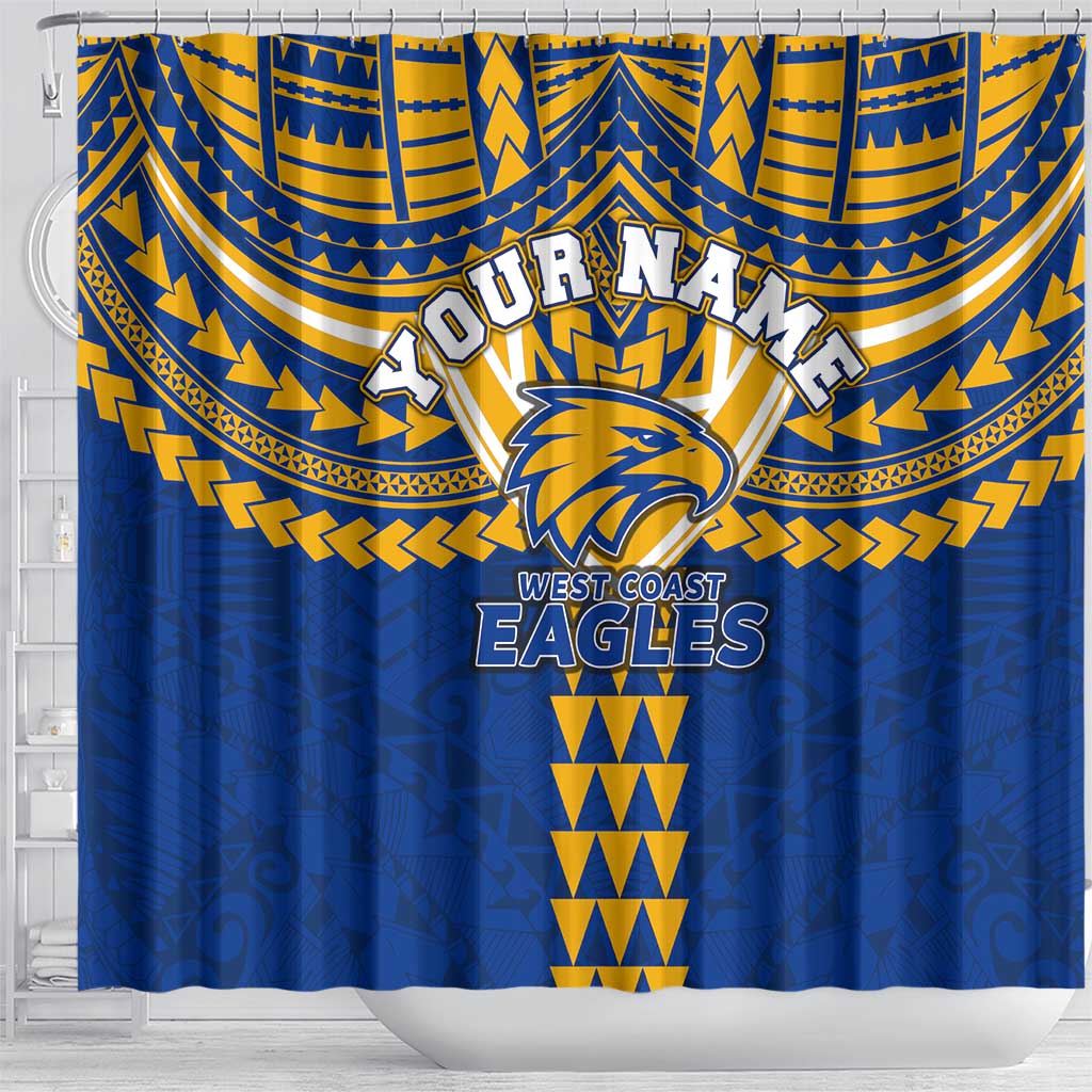 Personalized West Coast Eagles Shower Curtain Polynesian Tribal Pattern Heritage Football
