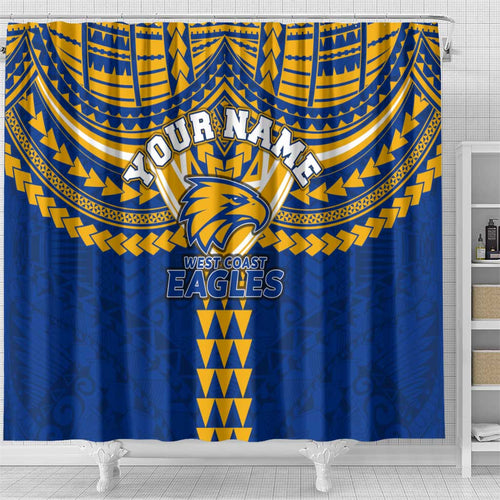 Personalized West Coast Eagles Shower Curtain Polynesian Tribal Pattern Heritage Football