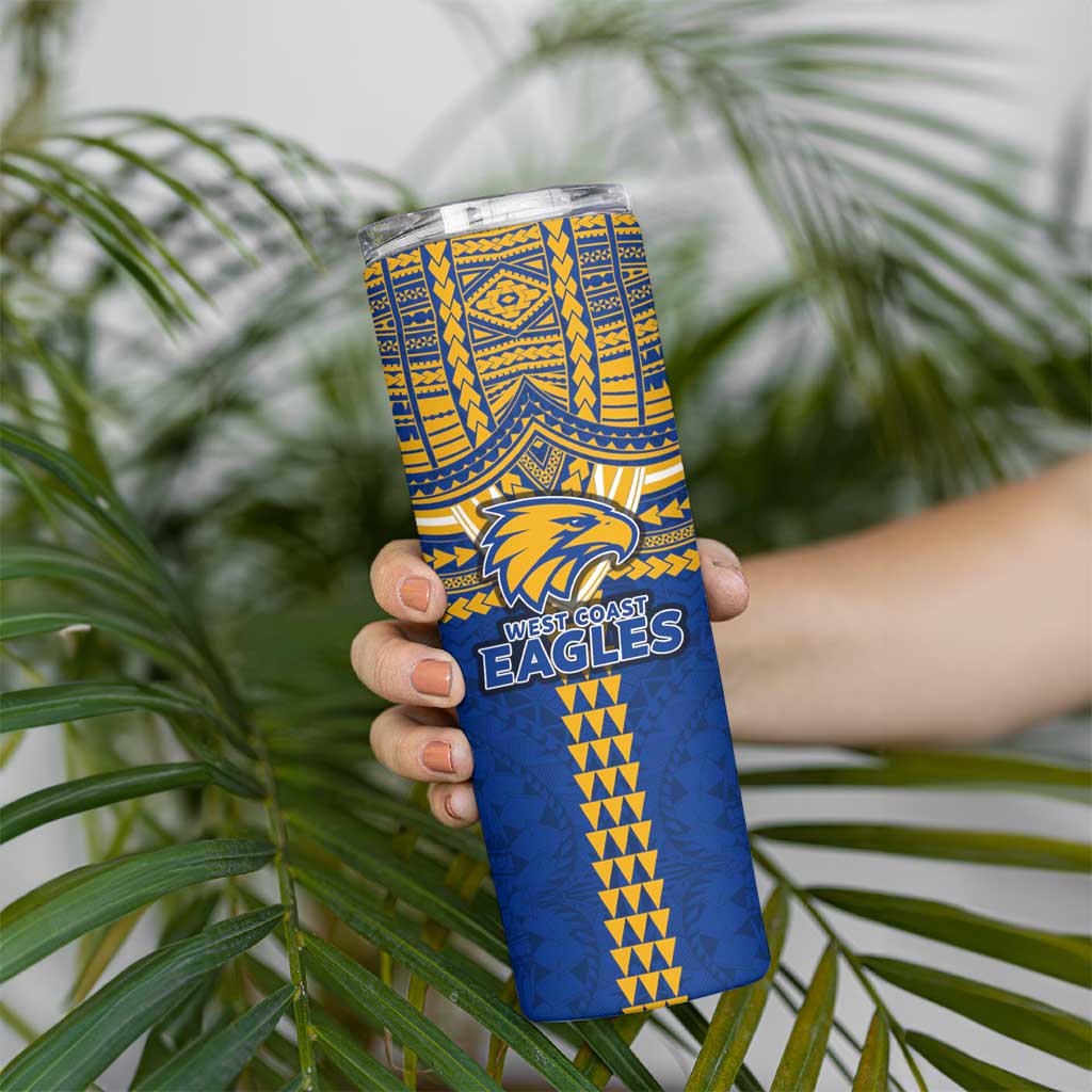 Personalized West Coast Eagles Skinny Tumbler Polynesian Tribal Pattern Heritage Football