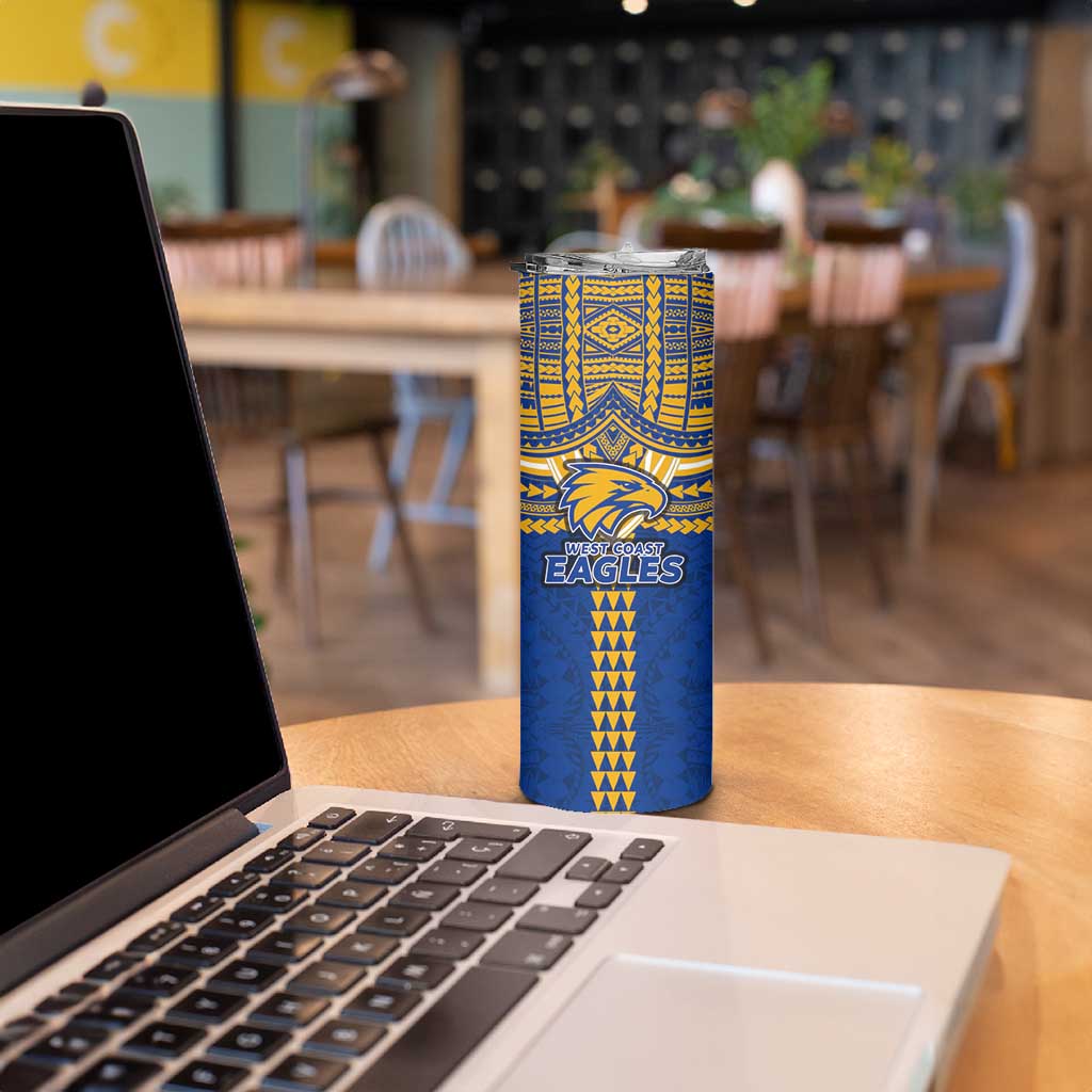 Personalized West Coast Eagles Skinny Tumbler Polynesian Tribal Pattern Heritage Football