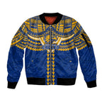 Personalized West Coast Eagles Sleeve Zip Bomber Jacket Polynesian Tribal Pattern Heritage Football