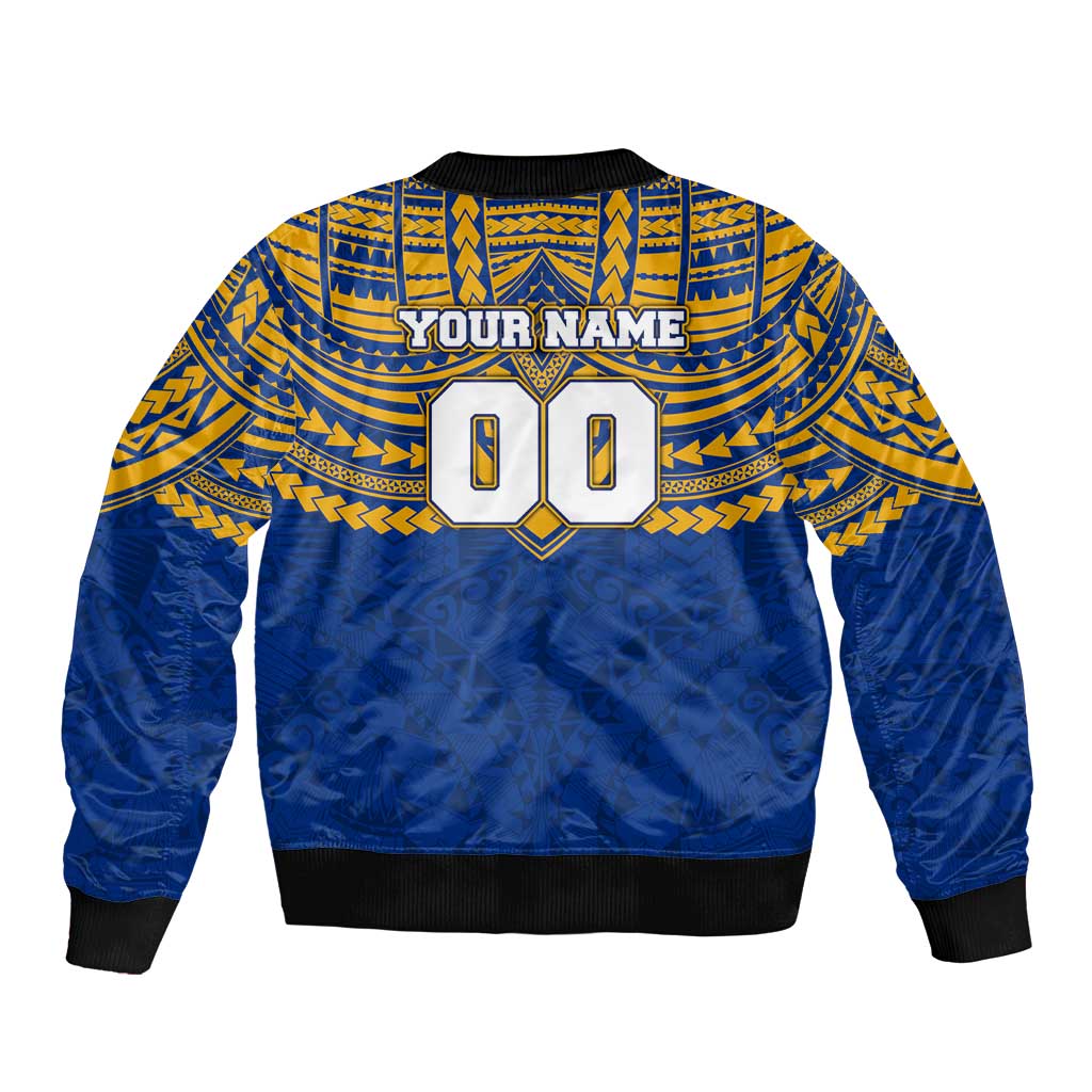 Personalized West Coast Eagles Sleeve Zip Bomber Jacket Polynesian Tribal Pattern Heritage Football