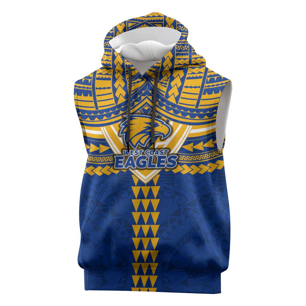 Personalized West Coast Eagles Sleeveless Hoodie Polynesian Tribal Pattern Heritage Football