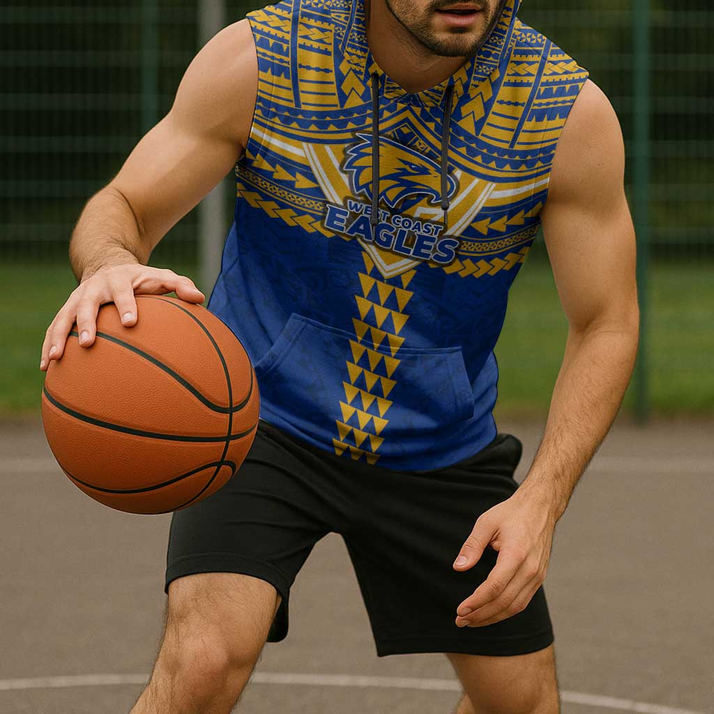Personalized West Coast Eagles Sleeveless Hoodie Polynesian Tribal Pattern Heritage Football