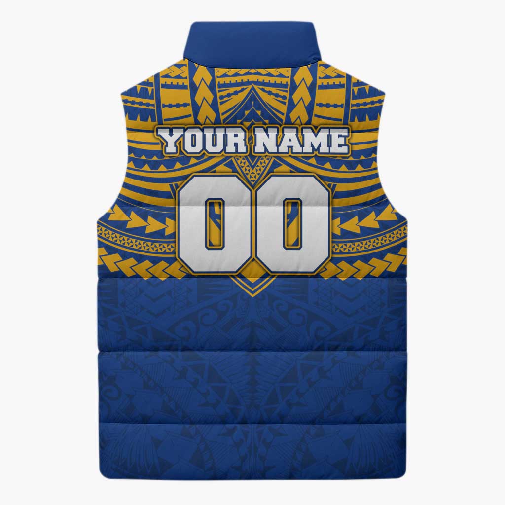 Personalized West Coast Eagles Sleeveless Puffer Jacket Polynesian Tribal Pattern Heritage Football