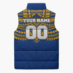 Personalized West Coast Eagles Sleeveless Puffer Jacket Polynesian Tribal Pattern Heritage Football