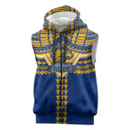 Personalized West Coast Eagles Sleeveless Zip Hoodie Polynesian Tribal Pattern Heritage Football