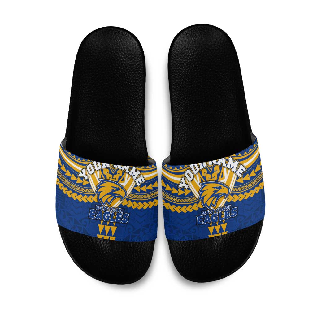 Personalized West Coast Eagles Slide Sandals Polynesian Tribal Pattern Heritage Football