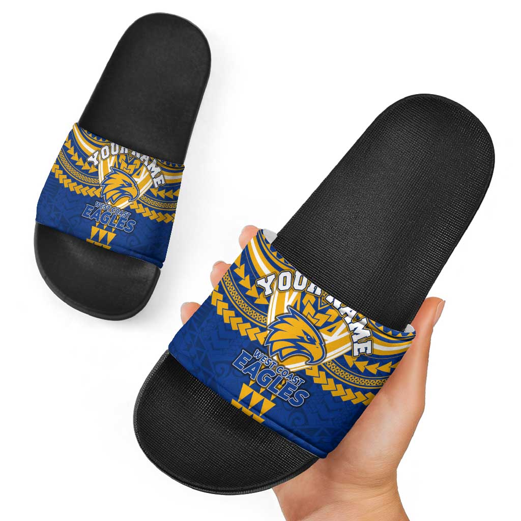 Personalized West Coast Eagles Slide Sandals Polynesian Tribal Pattern Heritage Football