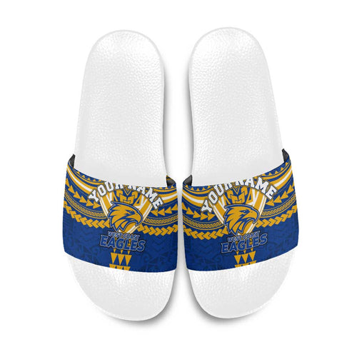 Personalized West Coast Eagles Slide Sandals Polynesian Tribal Pattern Heritage Football