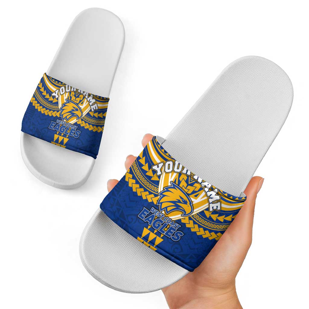 Personalized West Coast Eagles Slide Sandals Polynesian Tribal Pattern Heritage Football