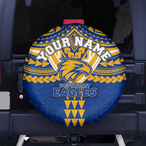 Personalized West Coast Eagles Spare Tire Cover Polynesian Tribal Pattern Heritage Football