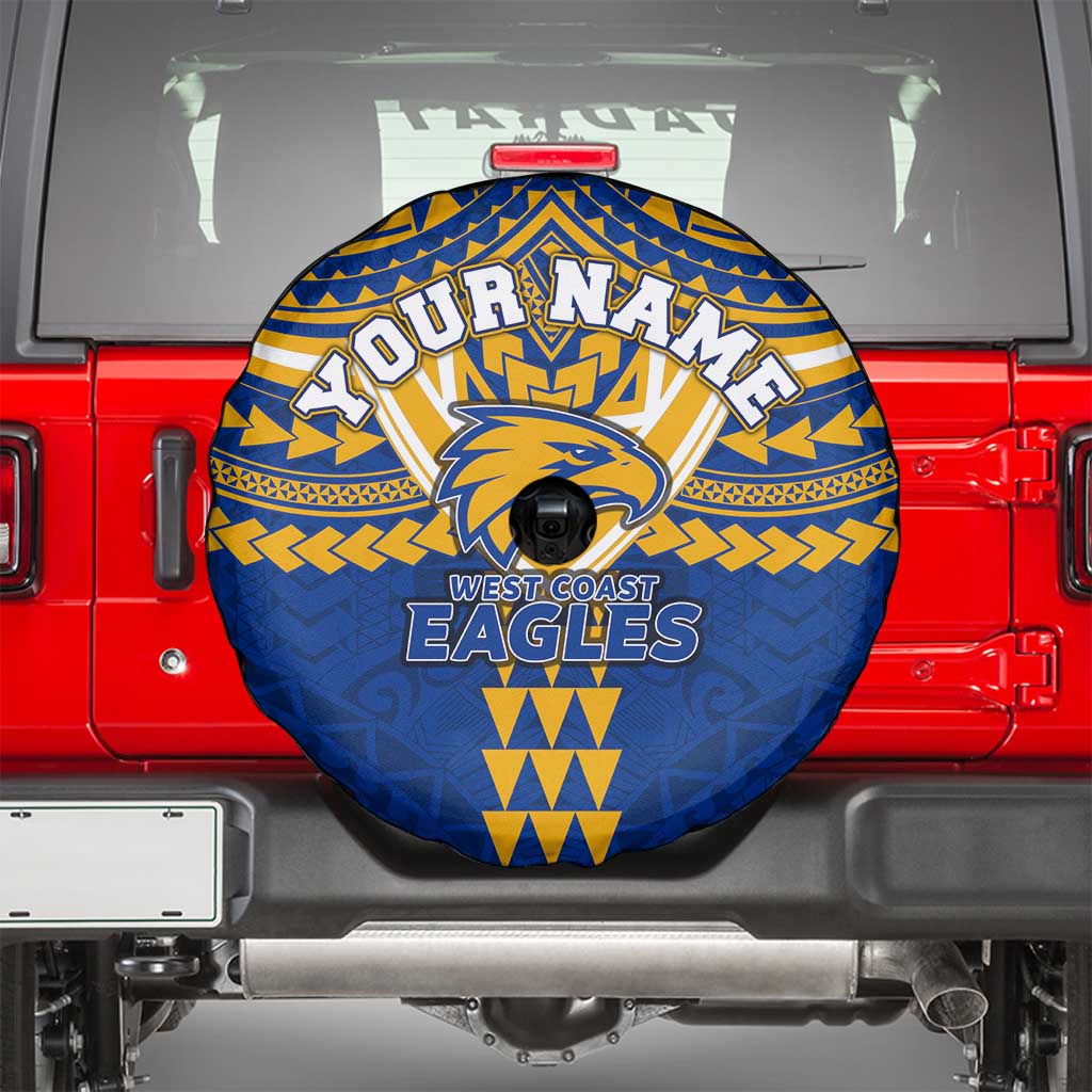 Personalized West Coast Eagles Spare Tire Cover Polynesian Tribal Pattern Heritage Football
