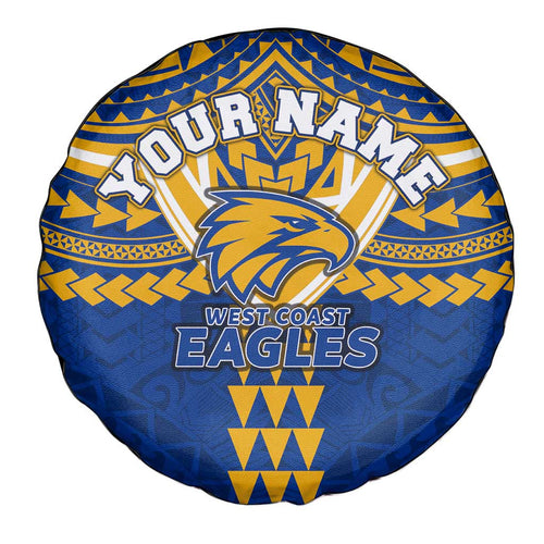 Personalized West Coast Eagles Spare Tire Cover Polynesian Tribal Pattern Heritage Football