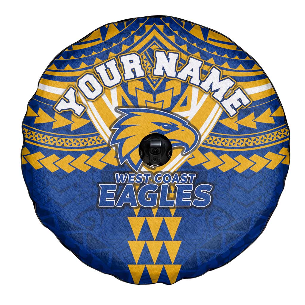 Personalized West Coast Eagles Spare Tire Cover Polynesian Tribal Pattern Heritage Football
