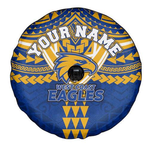 Personalized West Coast Eagles Spare Tire Cover Polynesian Tribal Pattern Heritage Football