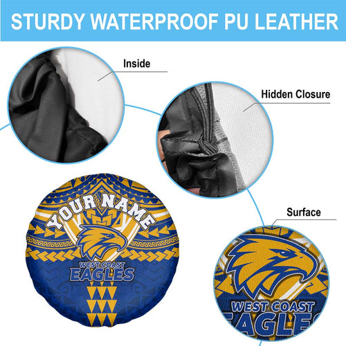 Personalized West Coast Eagles Spare Tire Cover Polynesian Tribal Pattern Heritage Football