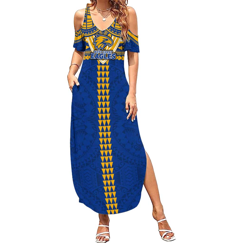Personalized West Coast Eagles Summer Maxi Dress Polynesian Tribal Pattern Heritage Football