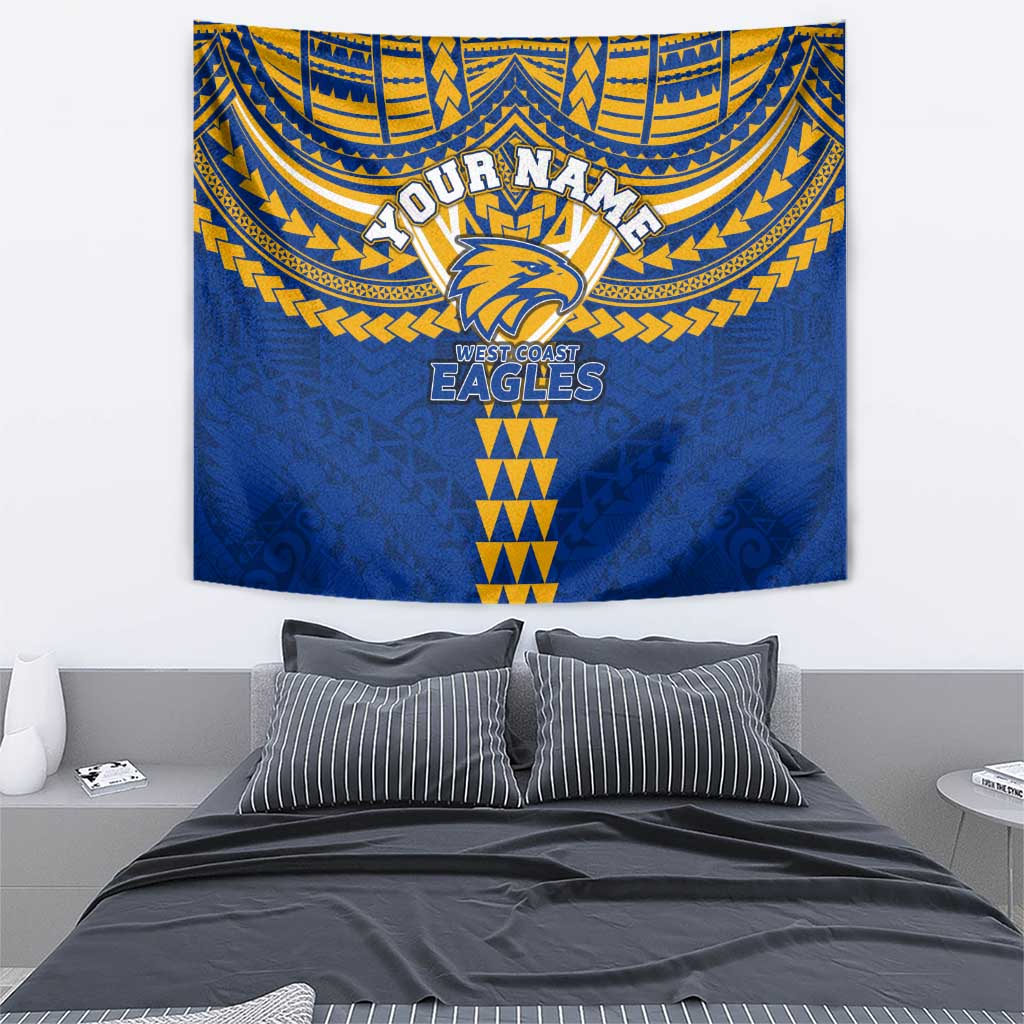 Personalized West Coast Eagles Tapestry Polynesian Tribal Pattern Heritage Football