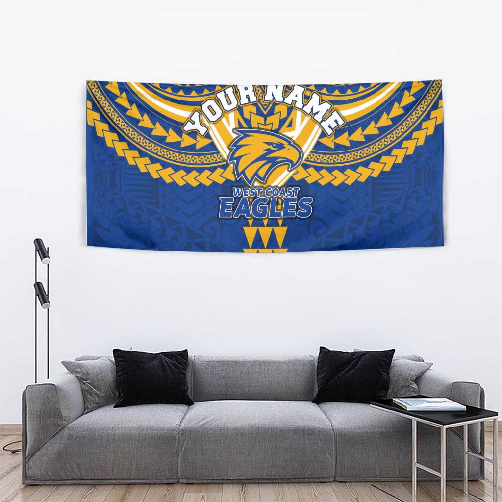 Personalized West Coast Eagles Tapestry Polynesian Tribal Pattern Heritage Football